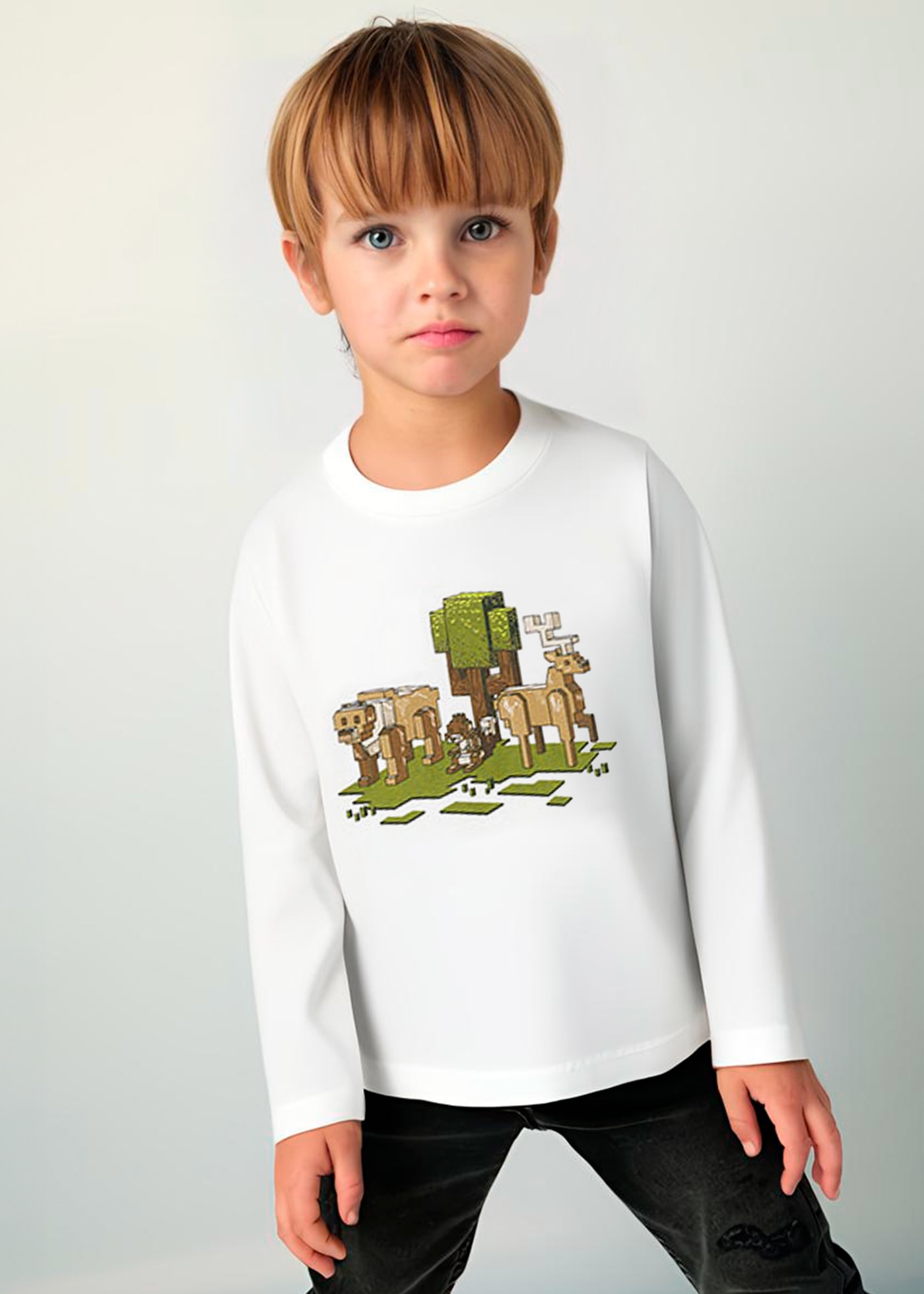 Playera dibujo píxeles niño