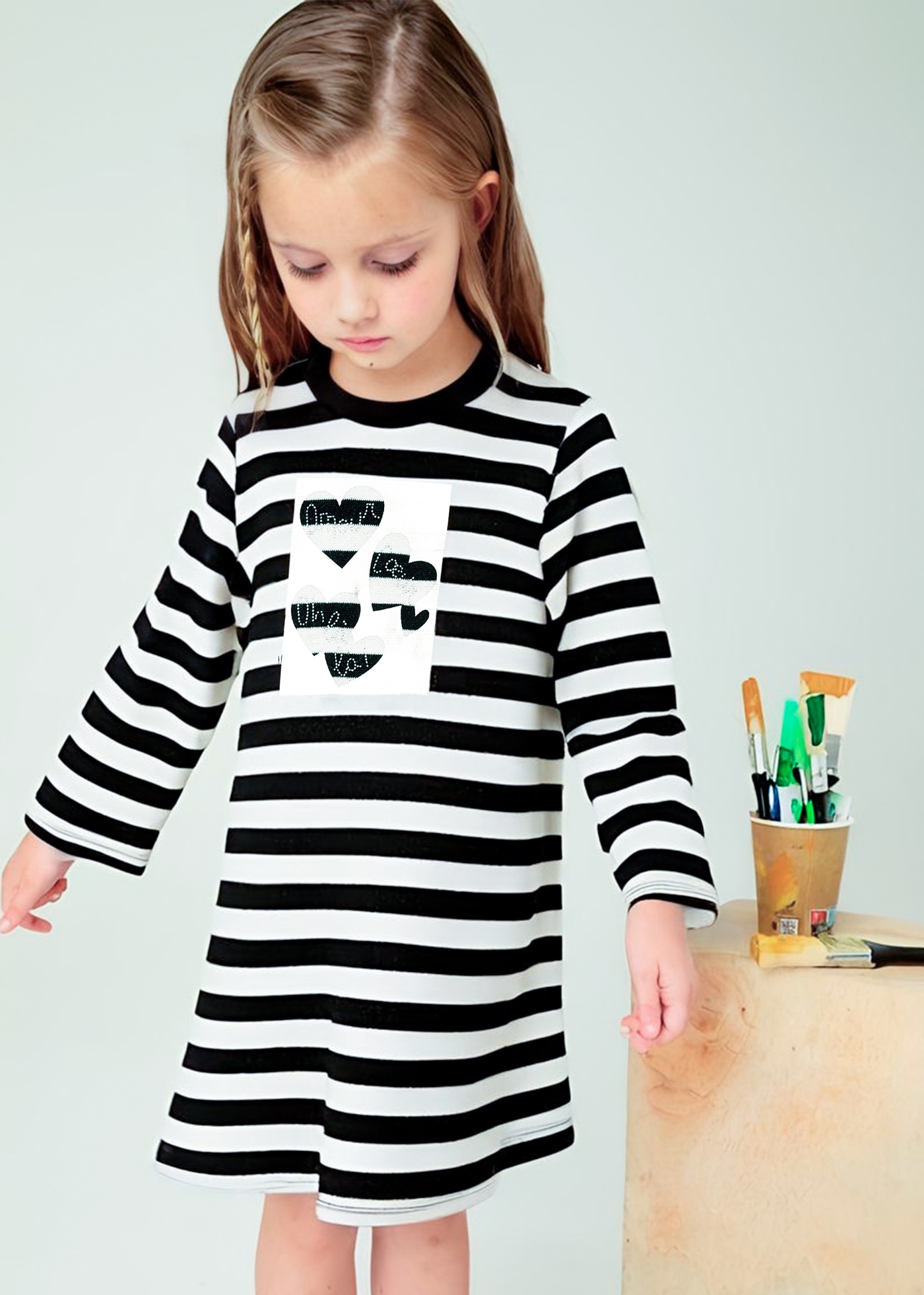 Girl Striped Metallic Stitch Jumper