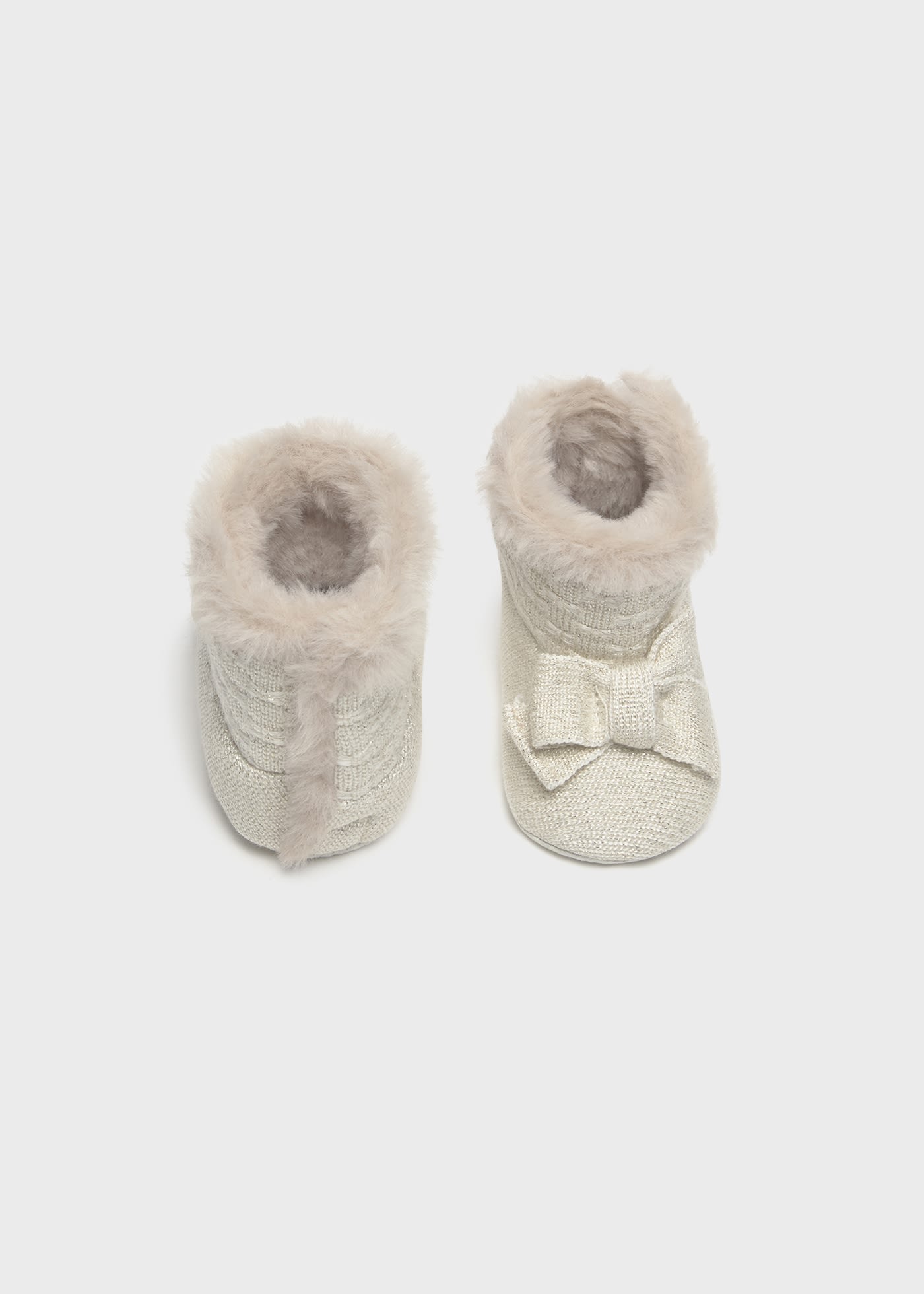 Newborn Girl Knit Fur Boots Champagne Mayoral