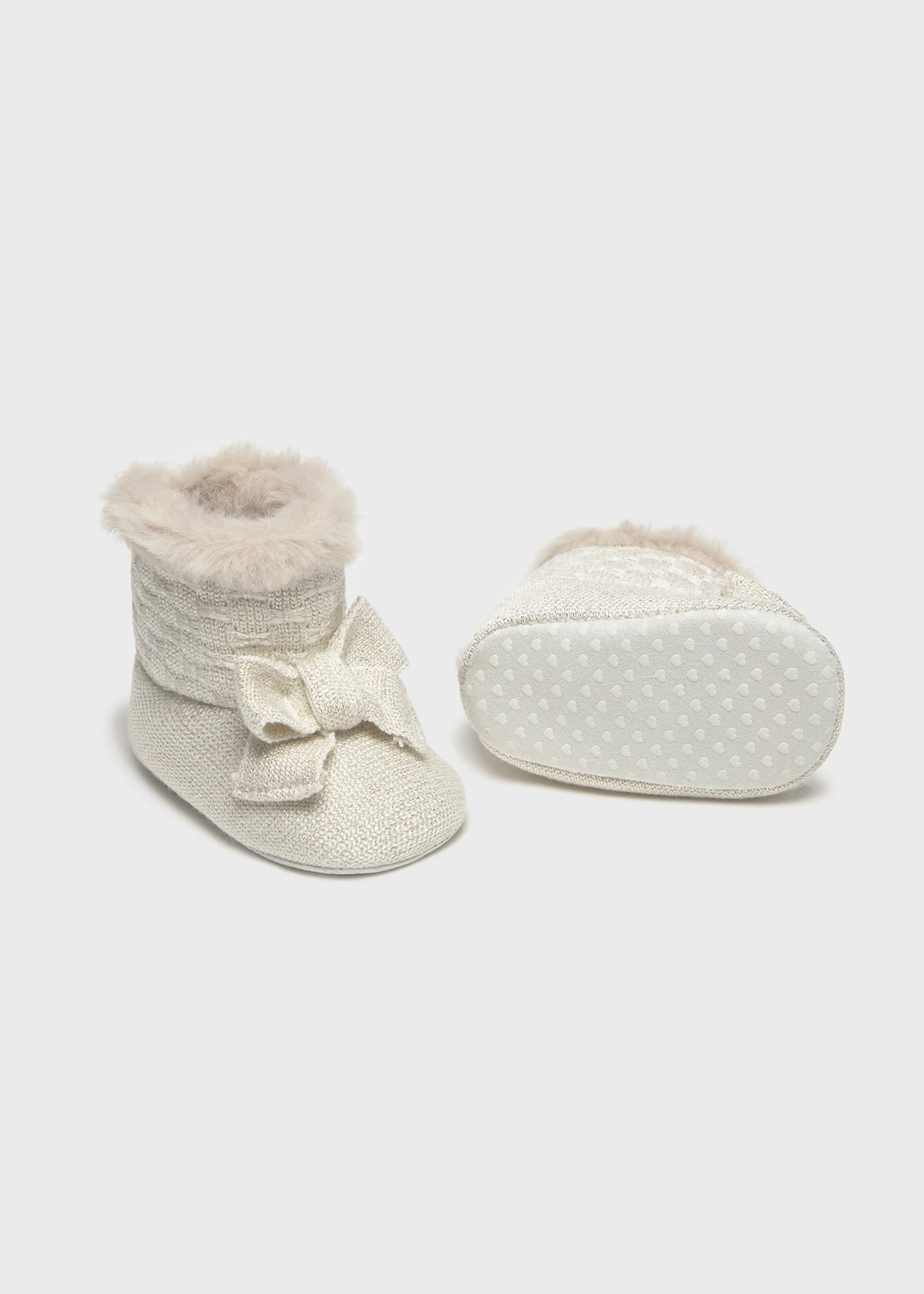 Newborn Girl Knit Fur Boots