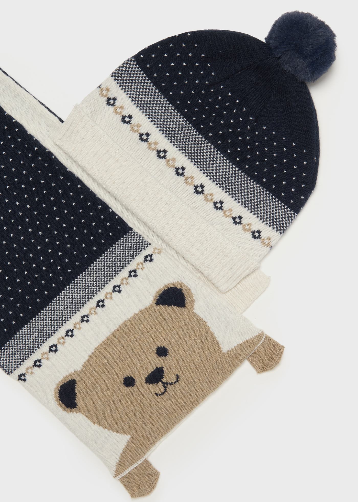 Ensemble bonnet et écharpe ours bébé