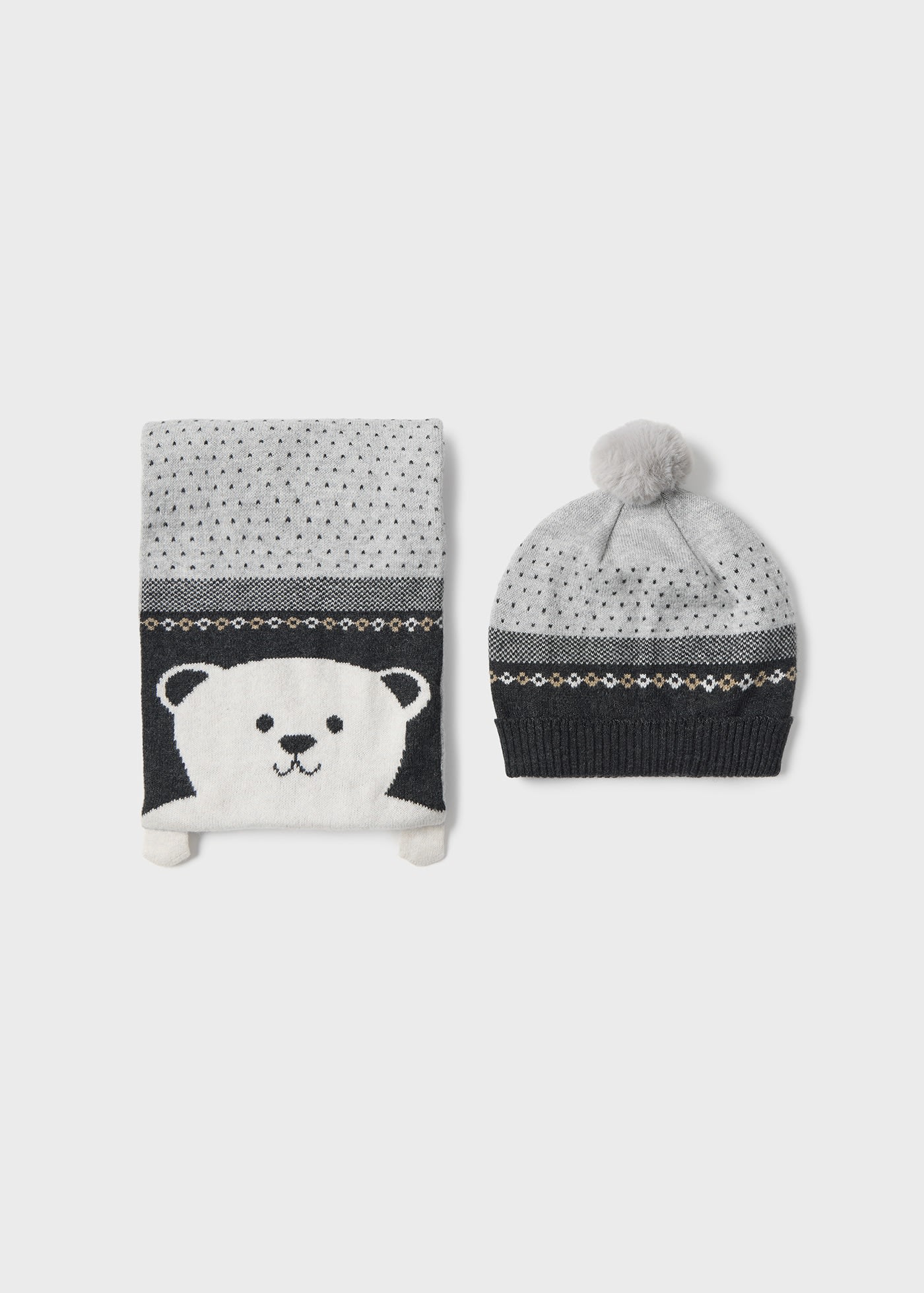 Ensemble bonnet et écharpe ours bébé