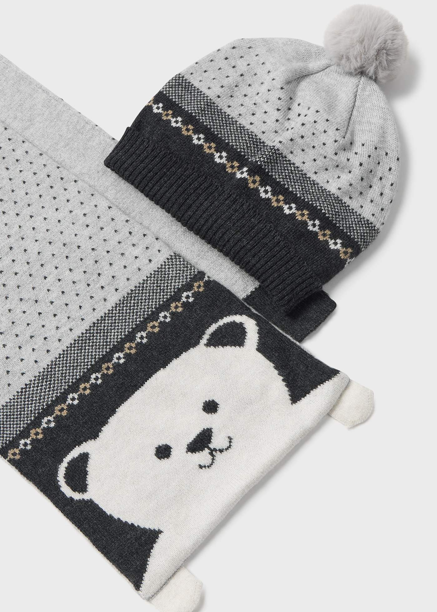 Conjunto gorro y bufanda oso bebé