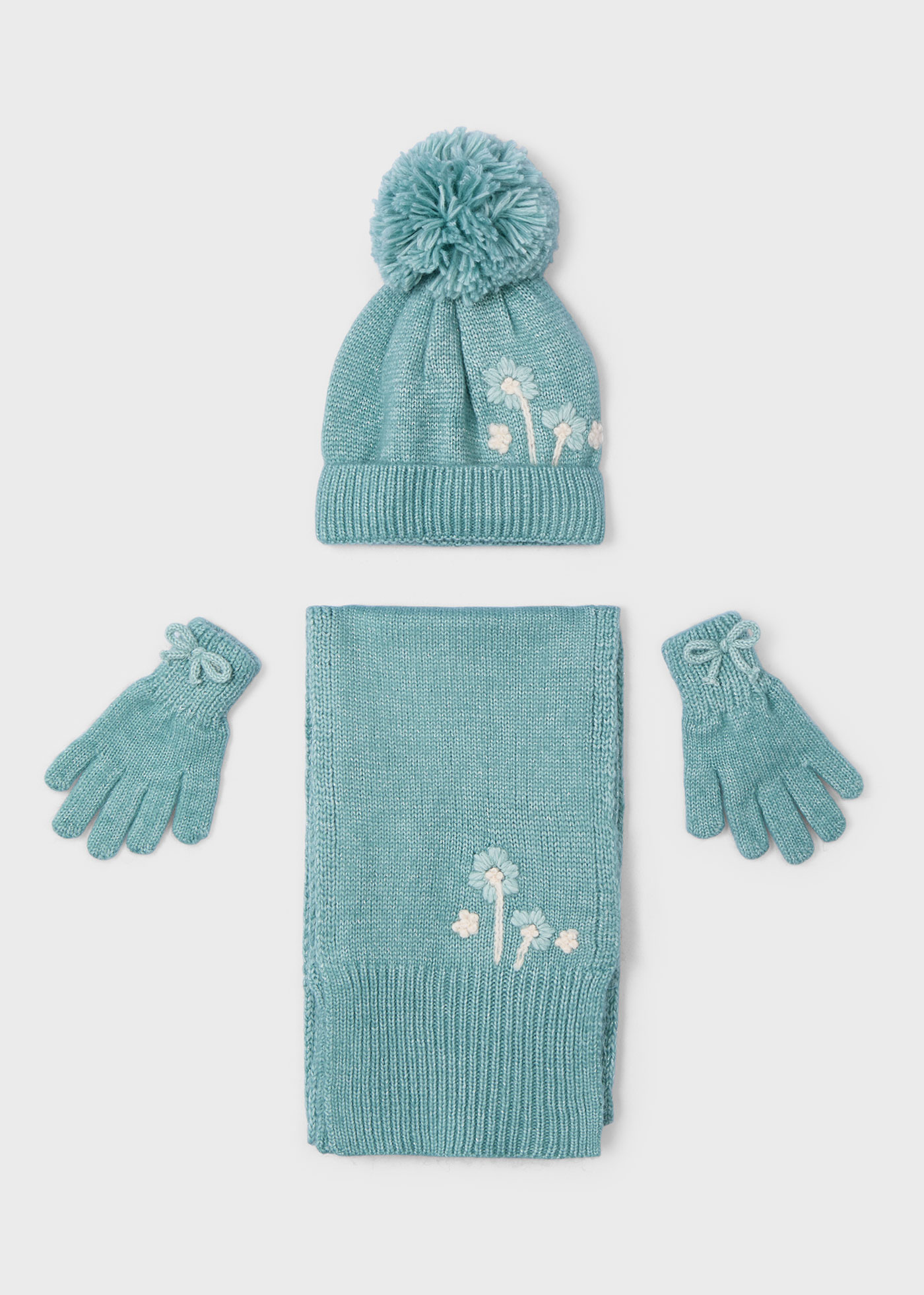 Girl 3 Piece Floral Hat and Scarf Set