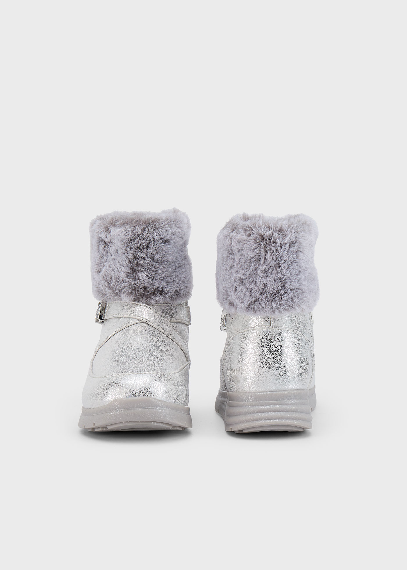 Girl Metallic Fur Ankle Boots