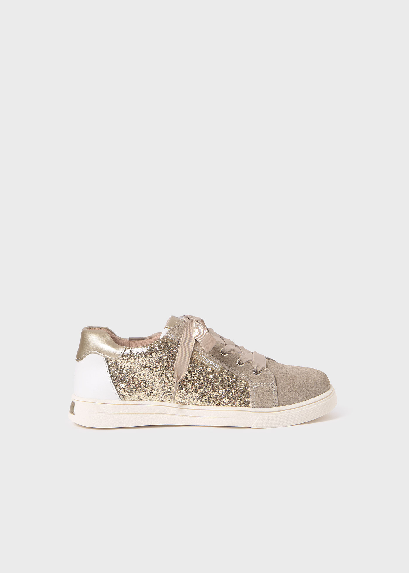 Scarpe sportive glitter bambina Beige Oro Mayoral