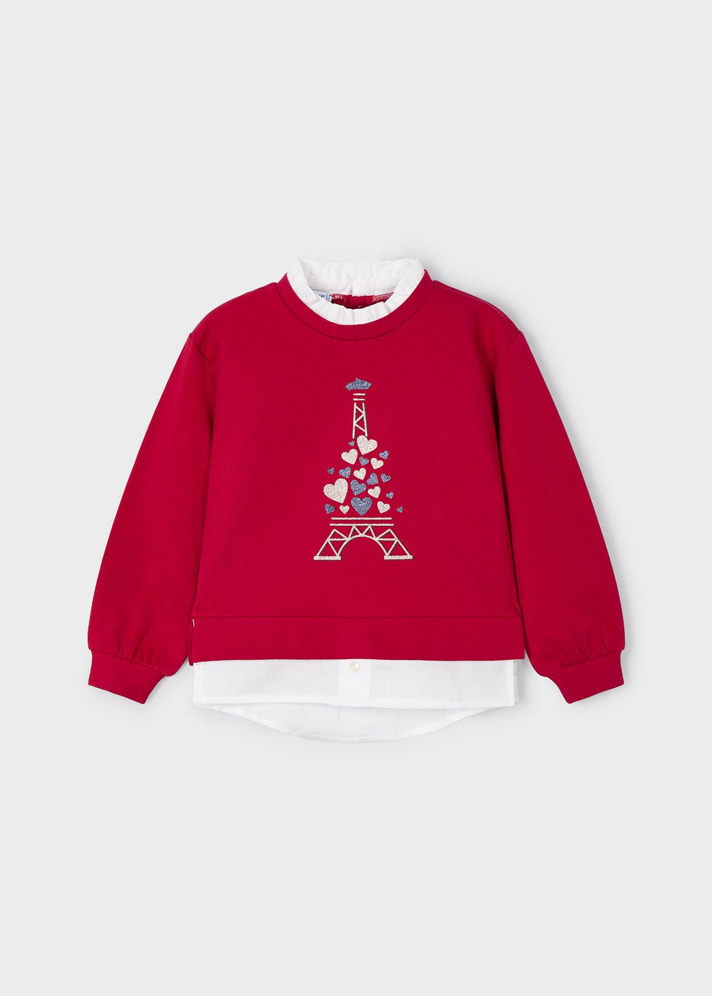 Sudadera combinada corazones nina Rojo Mayoral