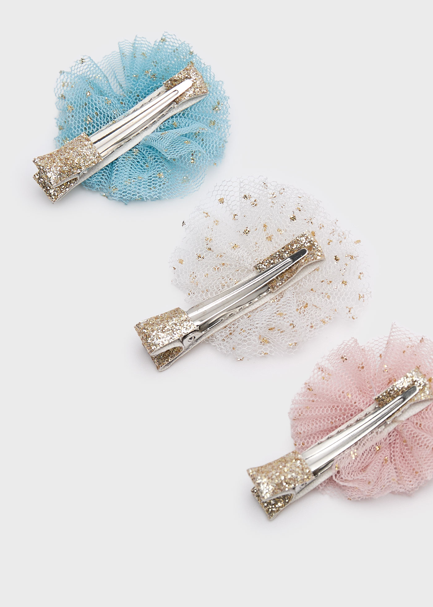 Girl Set of 3 Tulle Pearl Clips