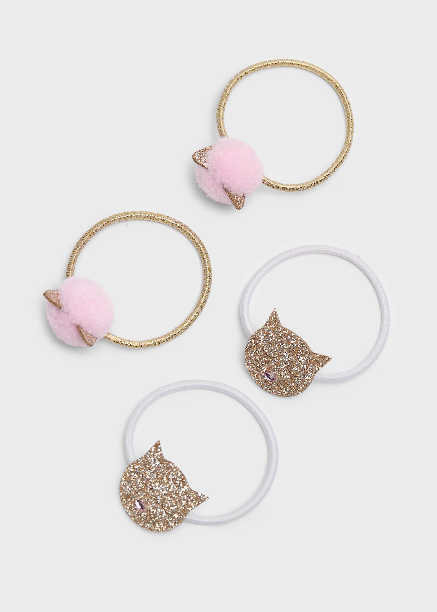 Girl Set of 4 Kitten Hair Ties