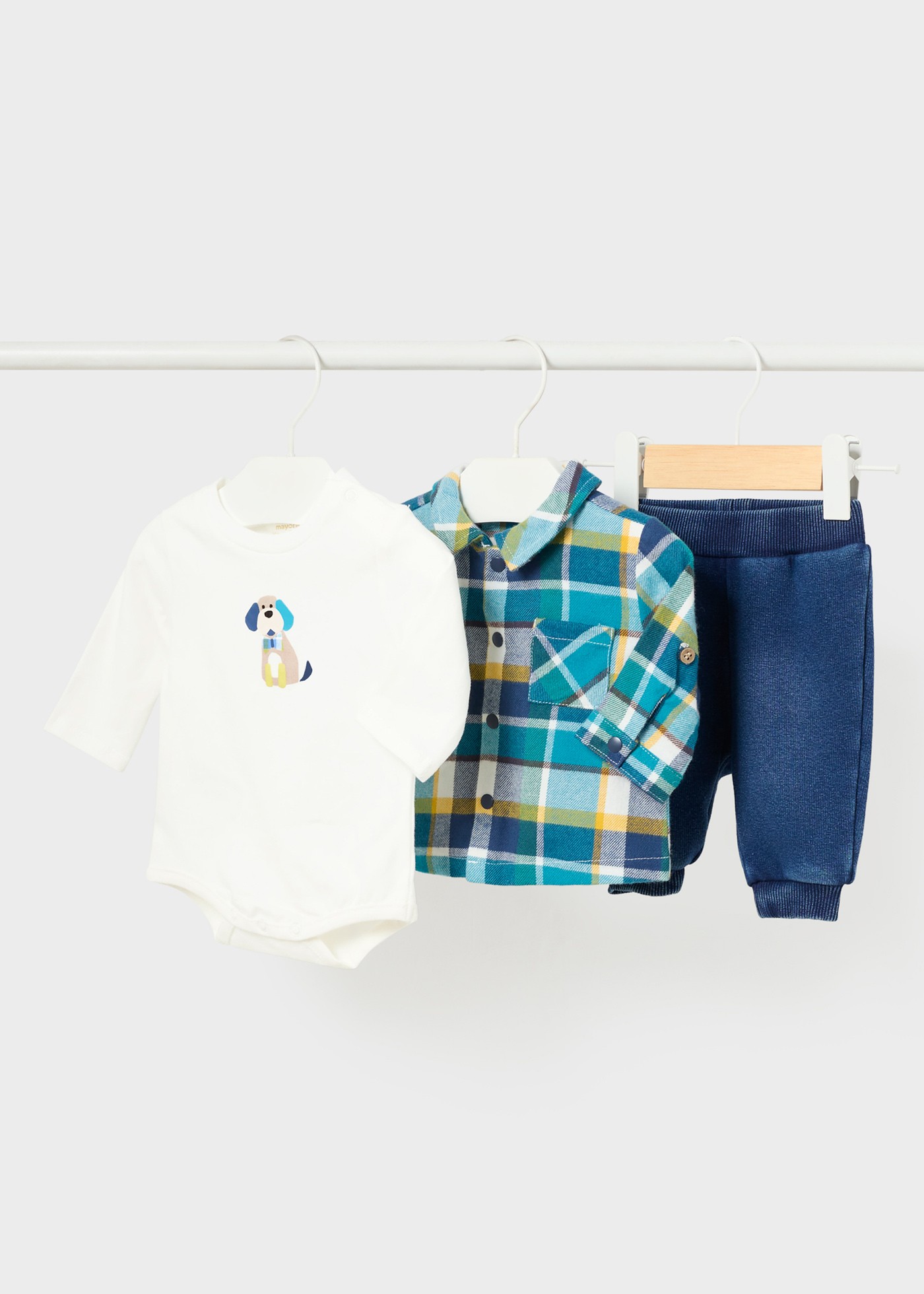 Newborn Boy 3 Piece Checked Set