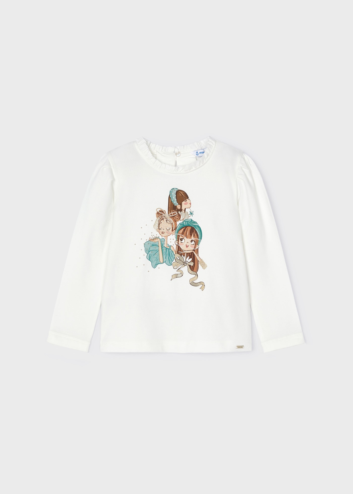 Camisola desenho folho gola menina