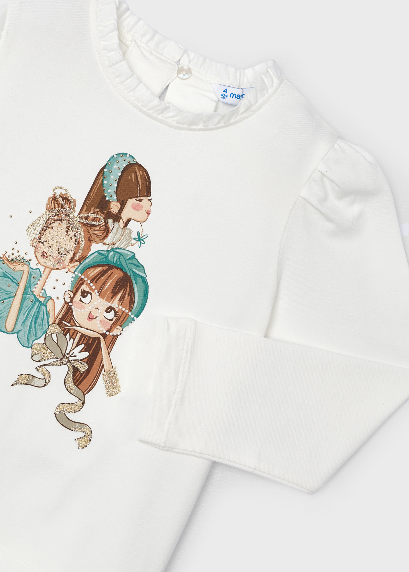 Camisola desenho folho gola menina
