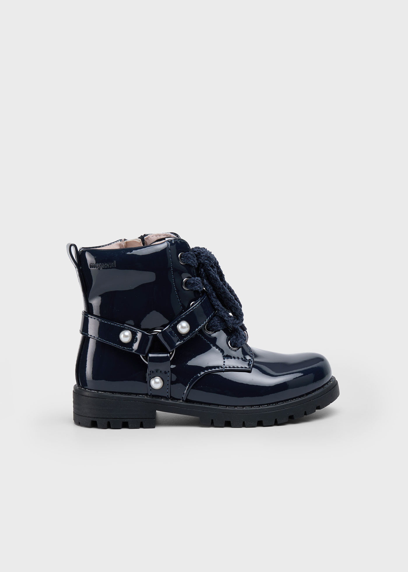 Bottines biker en cuir verni fille