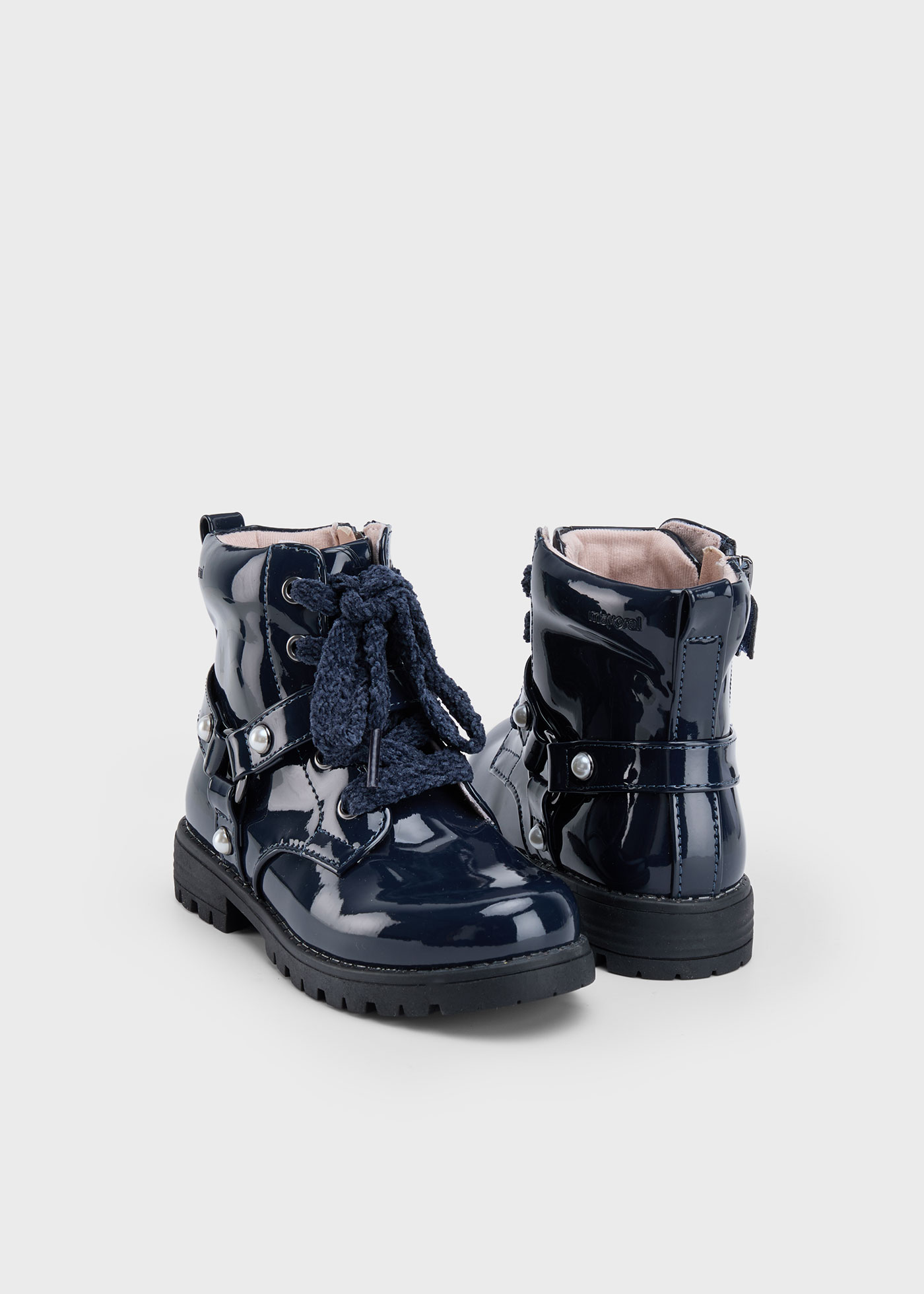 Bottines biker en cuir verni fille