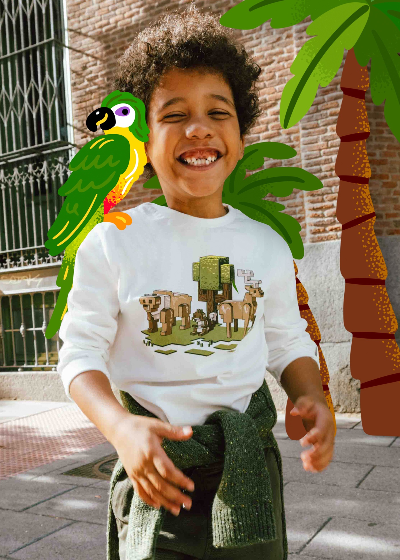 Playera dibujo píxeles niño