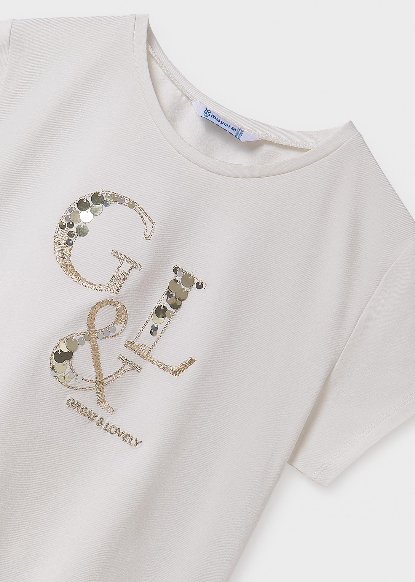 Girl basic metallic text t-shirt