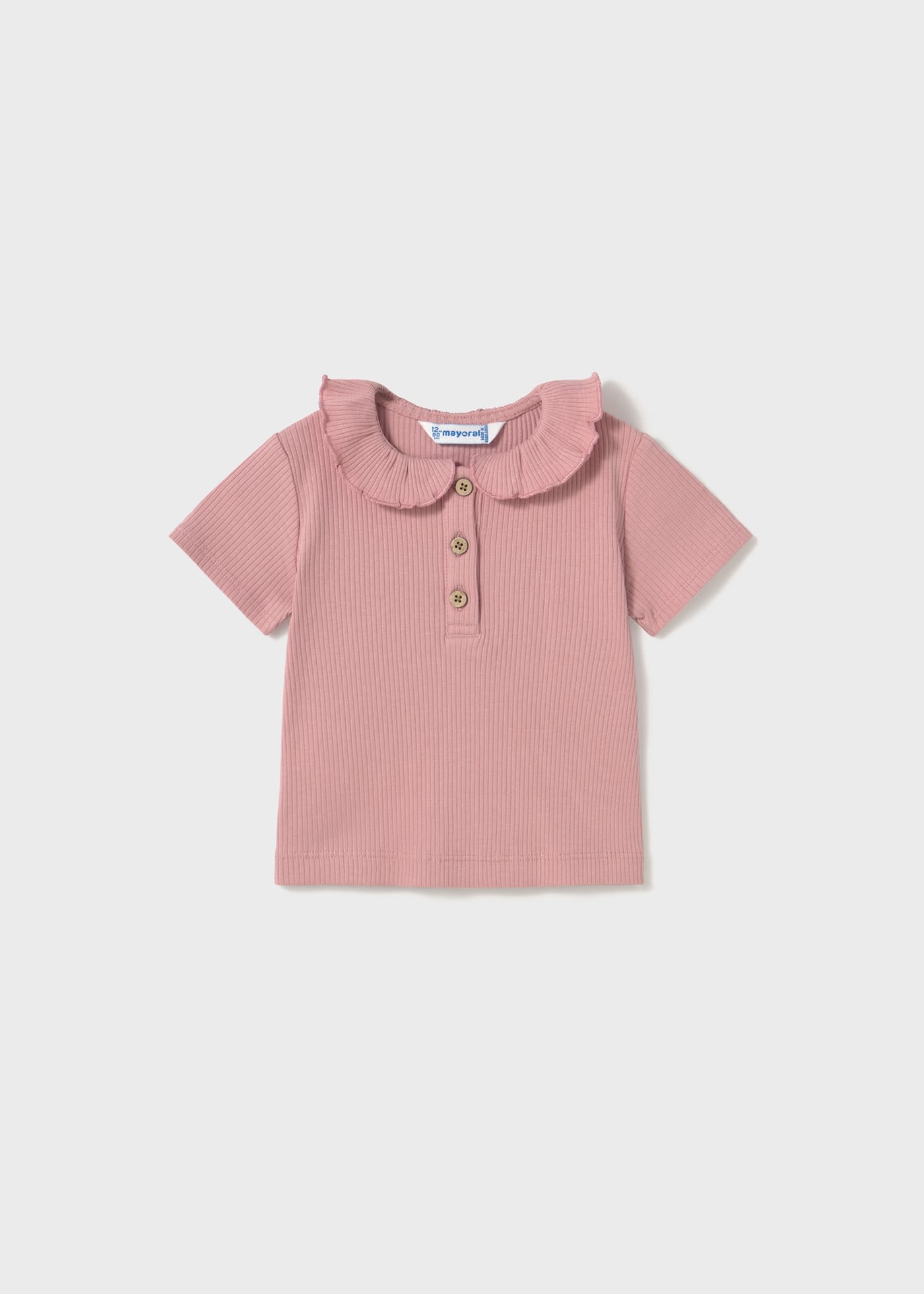 Baby ribbed polo shirt with ruffle collar