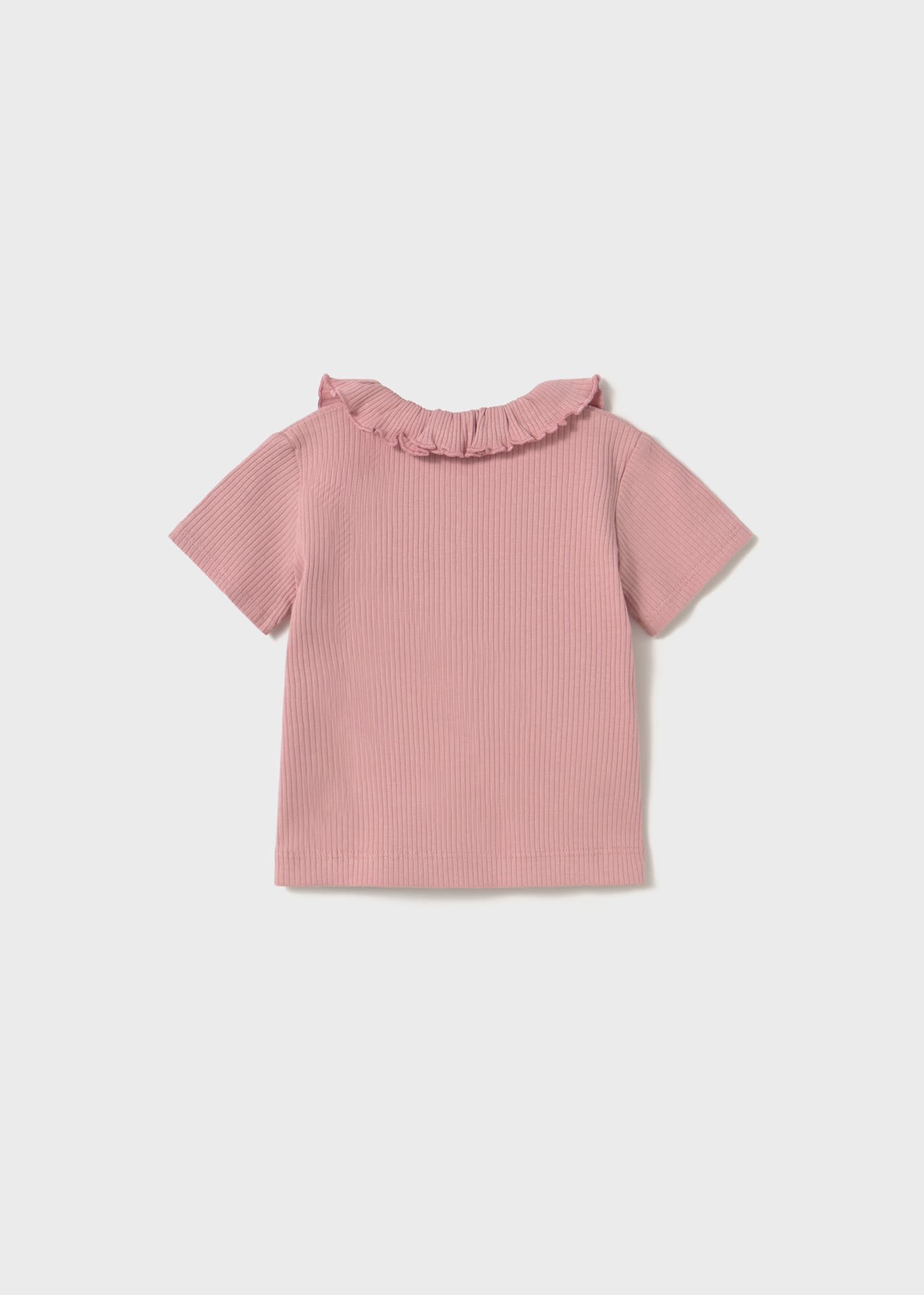 Baby ribbed polo shirt with ruffle collar