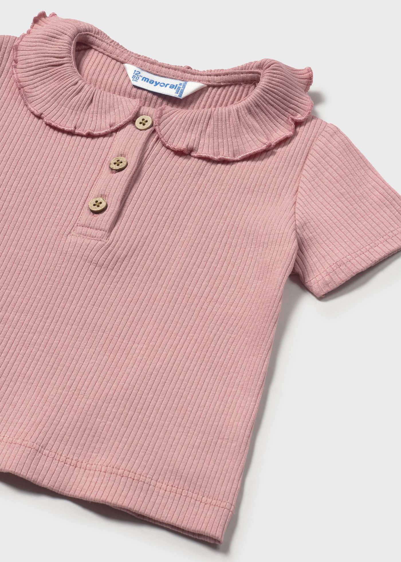 Polo canalé cuello volante bebé