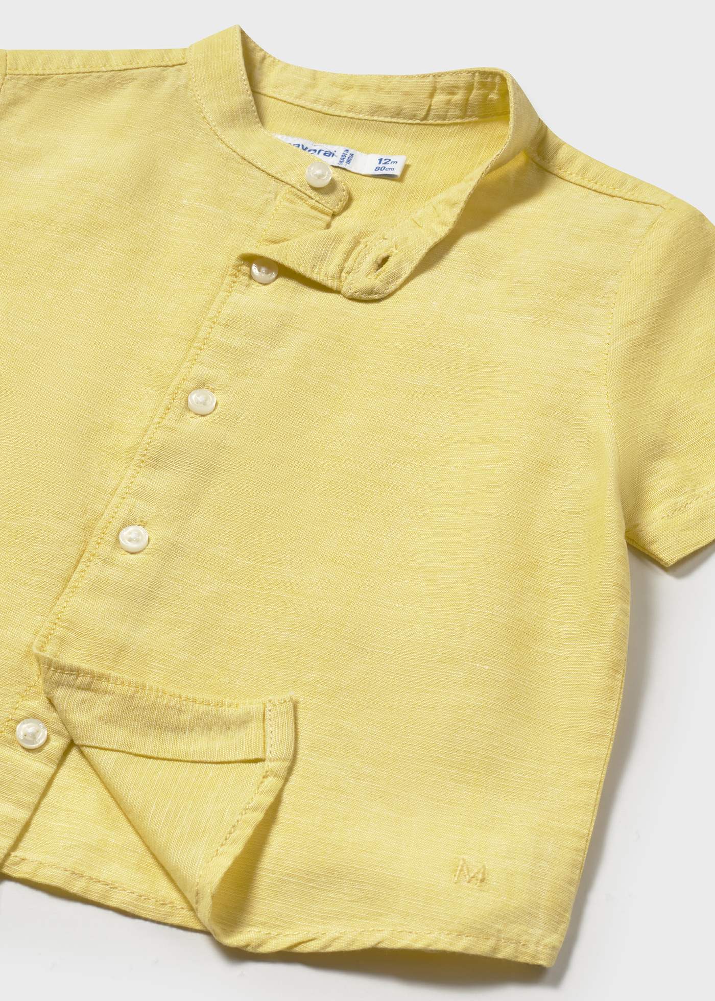 Baby Linen Shirt Mandarin Collar