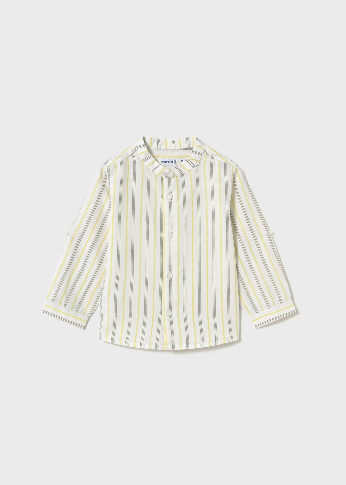 Camisa manga comprida gola mao bebé