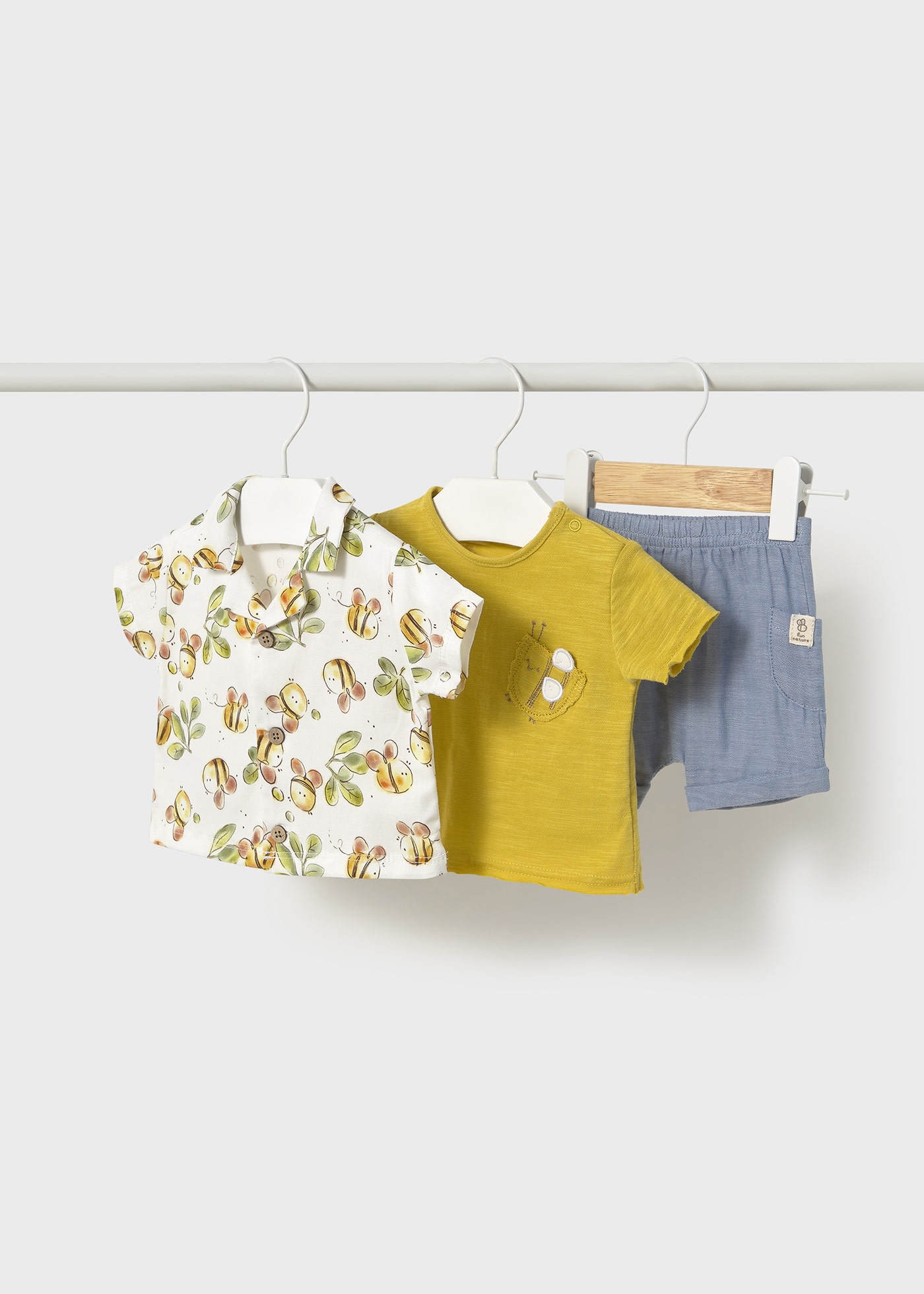 Conjunto 3 peças com sobre camisa recém nascido