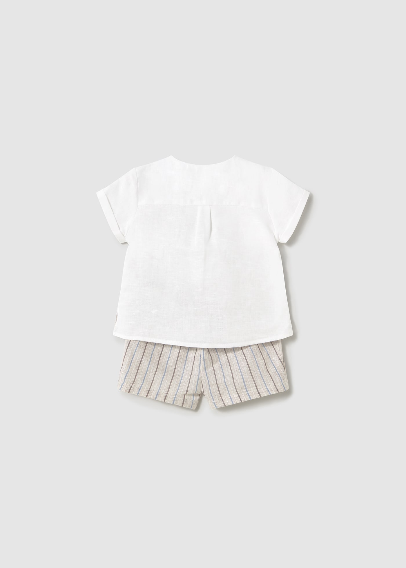 Conjunto calções e camisa com linho recém nascido