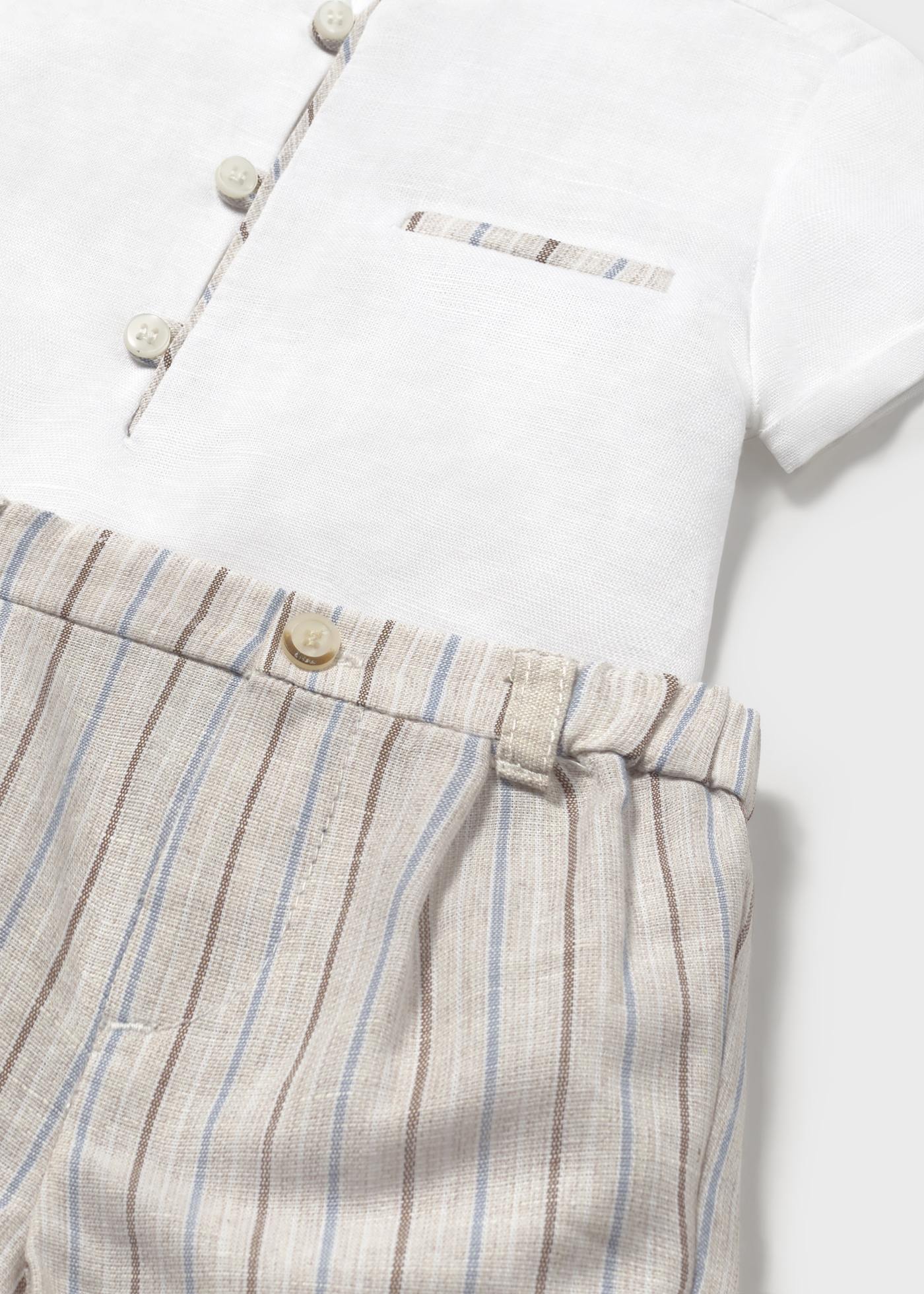 Conjunto calções e camisa com linho recém nascido