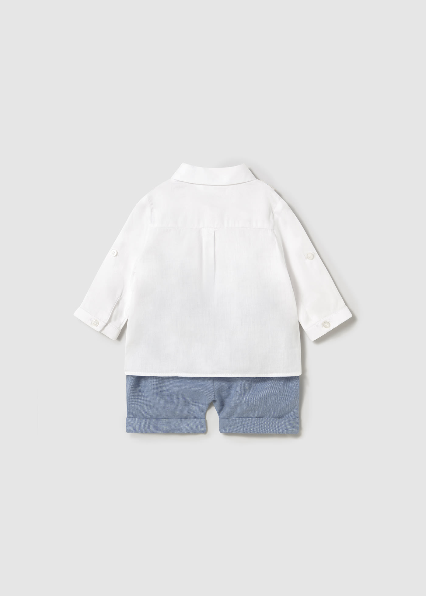 Set pantaloni scurti si camasa cu vesta nou-nascut