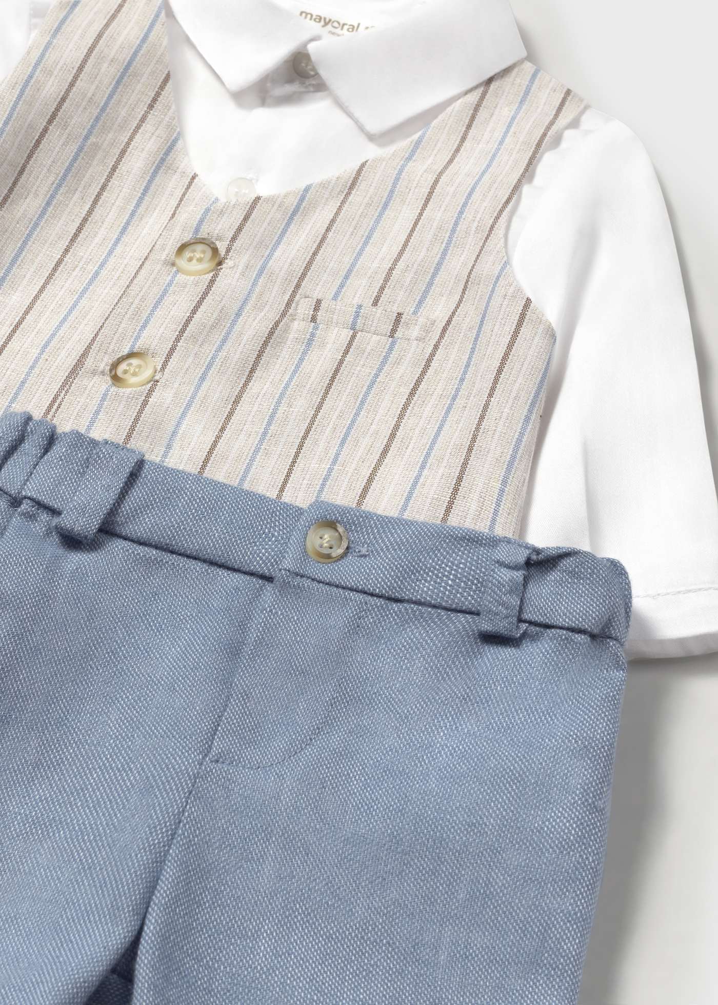 Set pantaloni scurti si camasa cu vesta nou-nascut