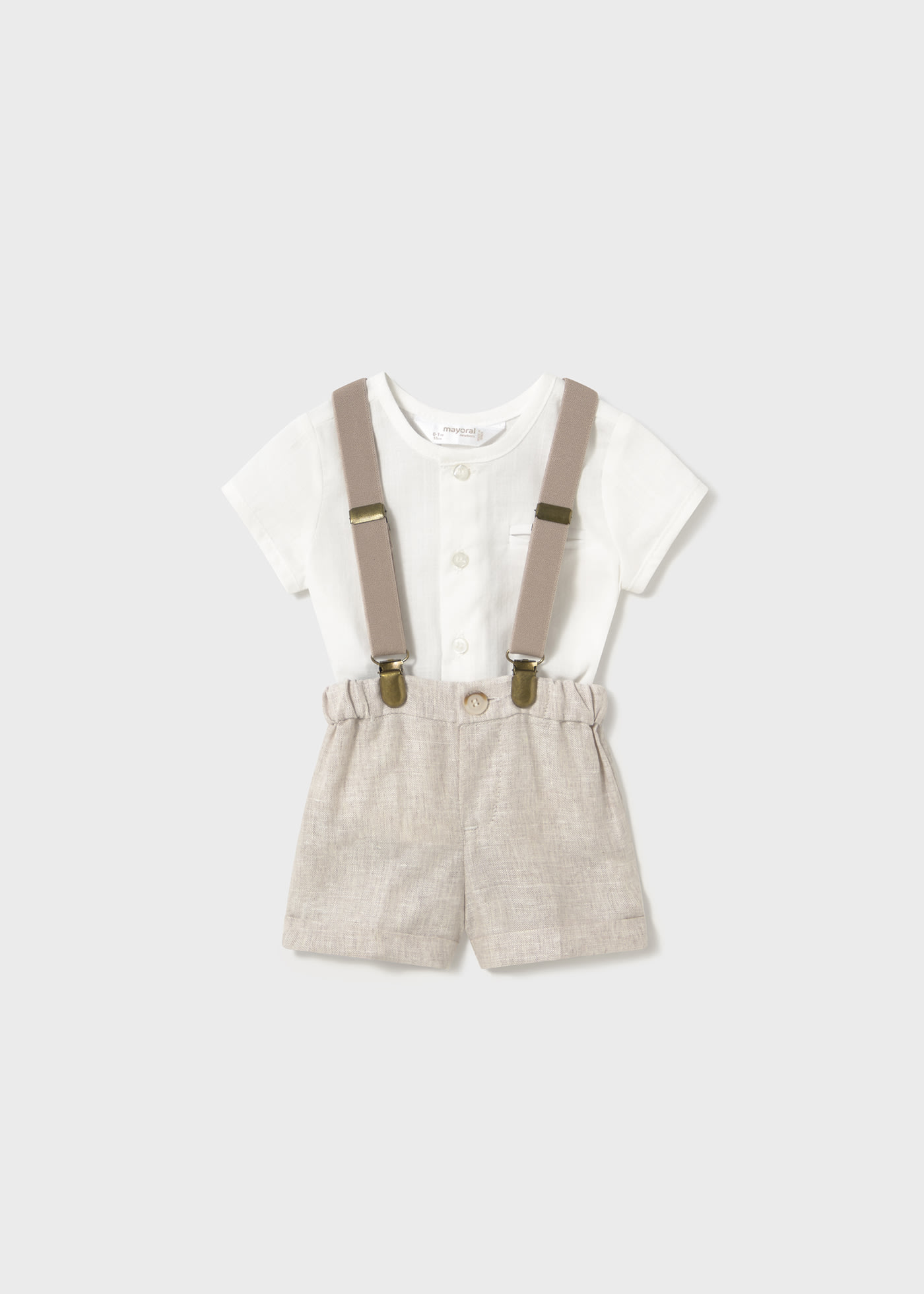 Newborn boy shorts with braces and shirt set