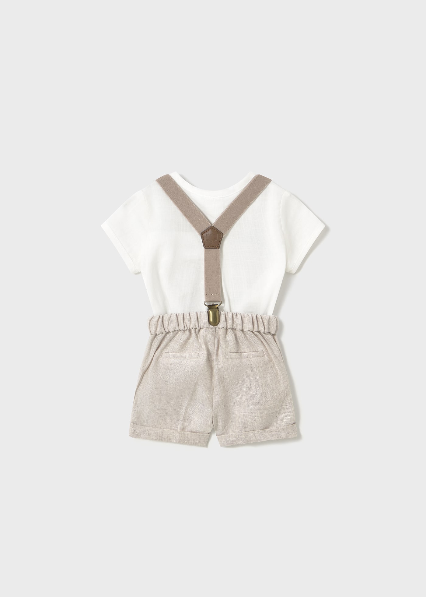 Newborn boy shorts with braces and shirt set