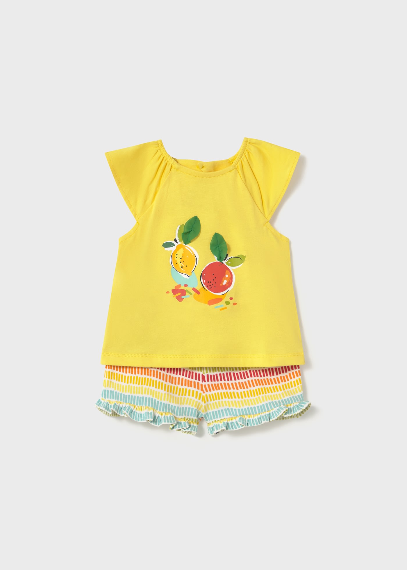 Conjunto pantalón corto y camiseta frutas bebé