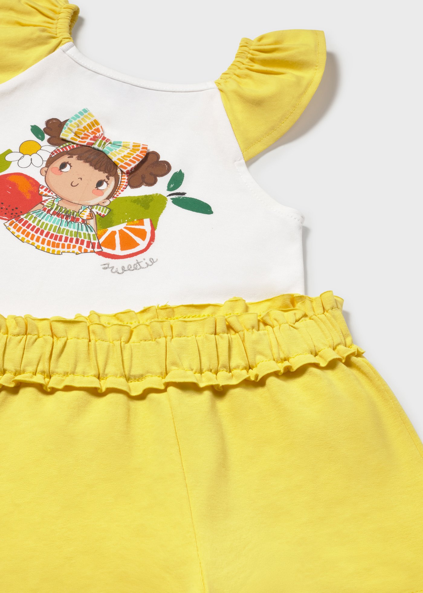 Completo pantaloncino e maglietta serigrafia neonata