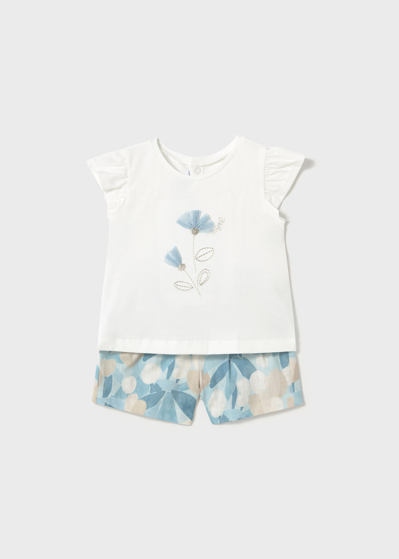 Conjunto pantalón corto floral y camiseta bebé
