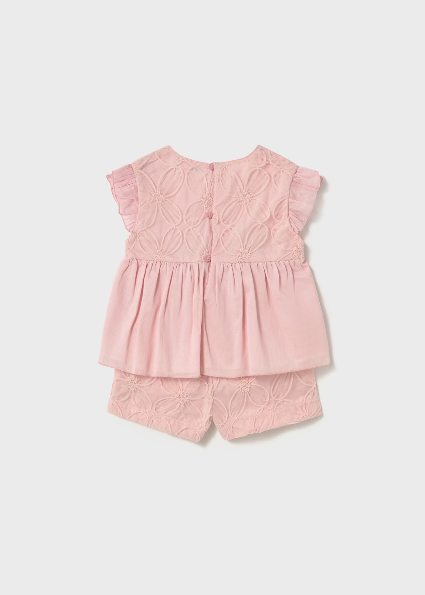 Conjunto calções e blusão tule bordado bebé