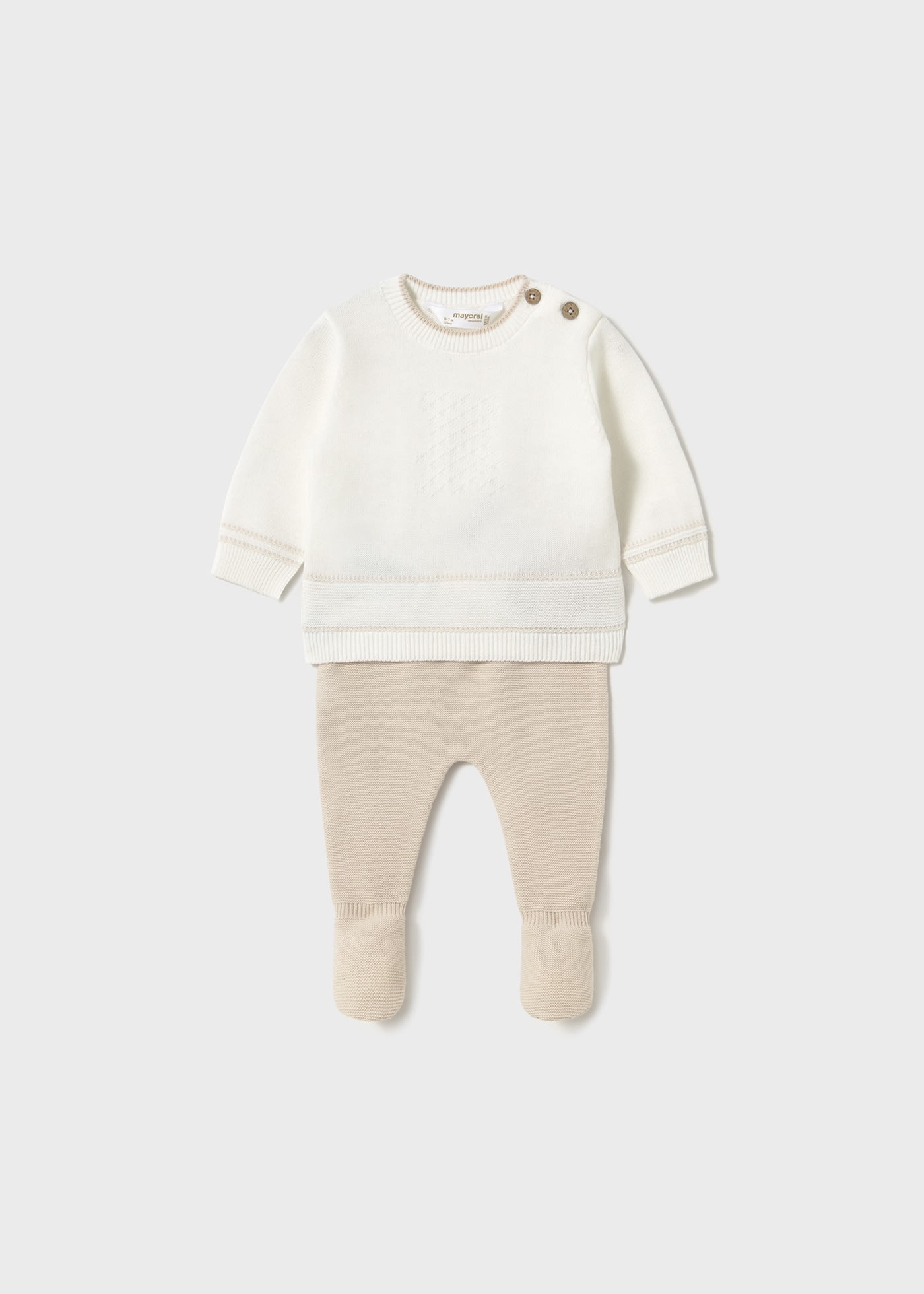 Conjunto calças com pés e camisola recém nascido