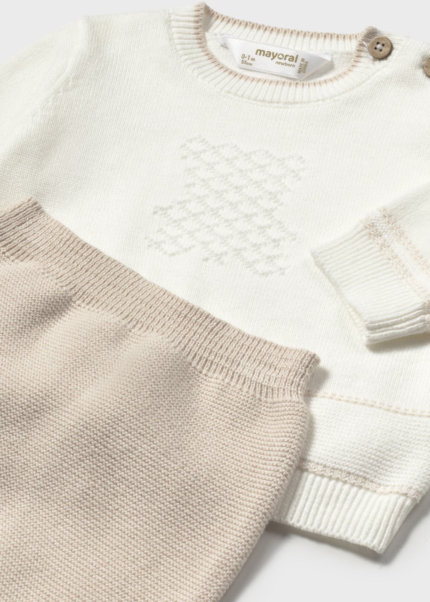 Conjunto calças com pés e camisola recém nascido