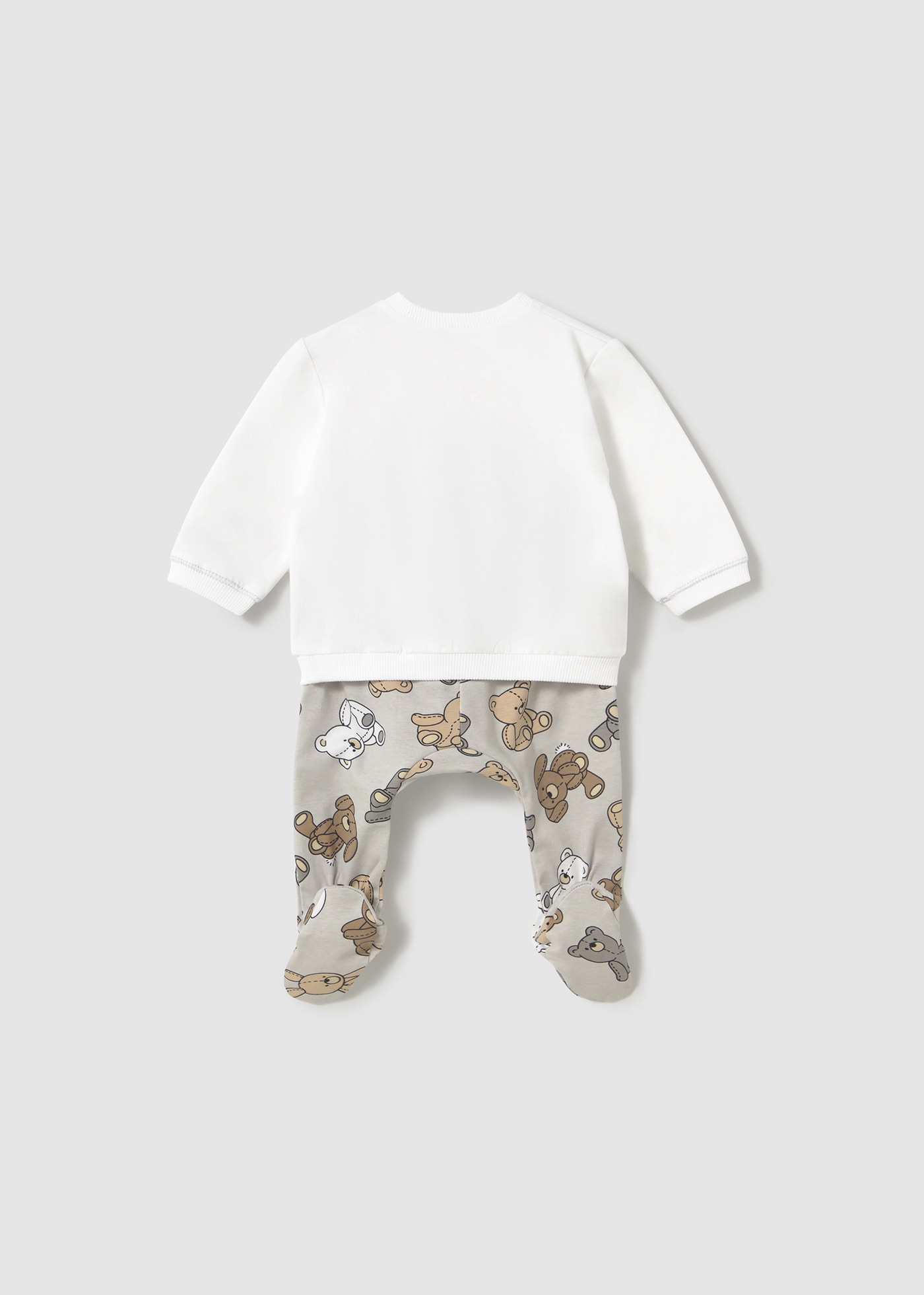 Conjunto calças com pés e camisola recém nascido