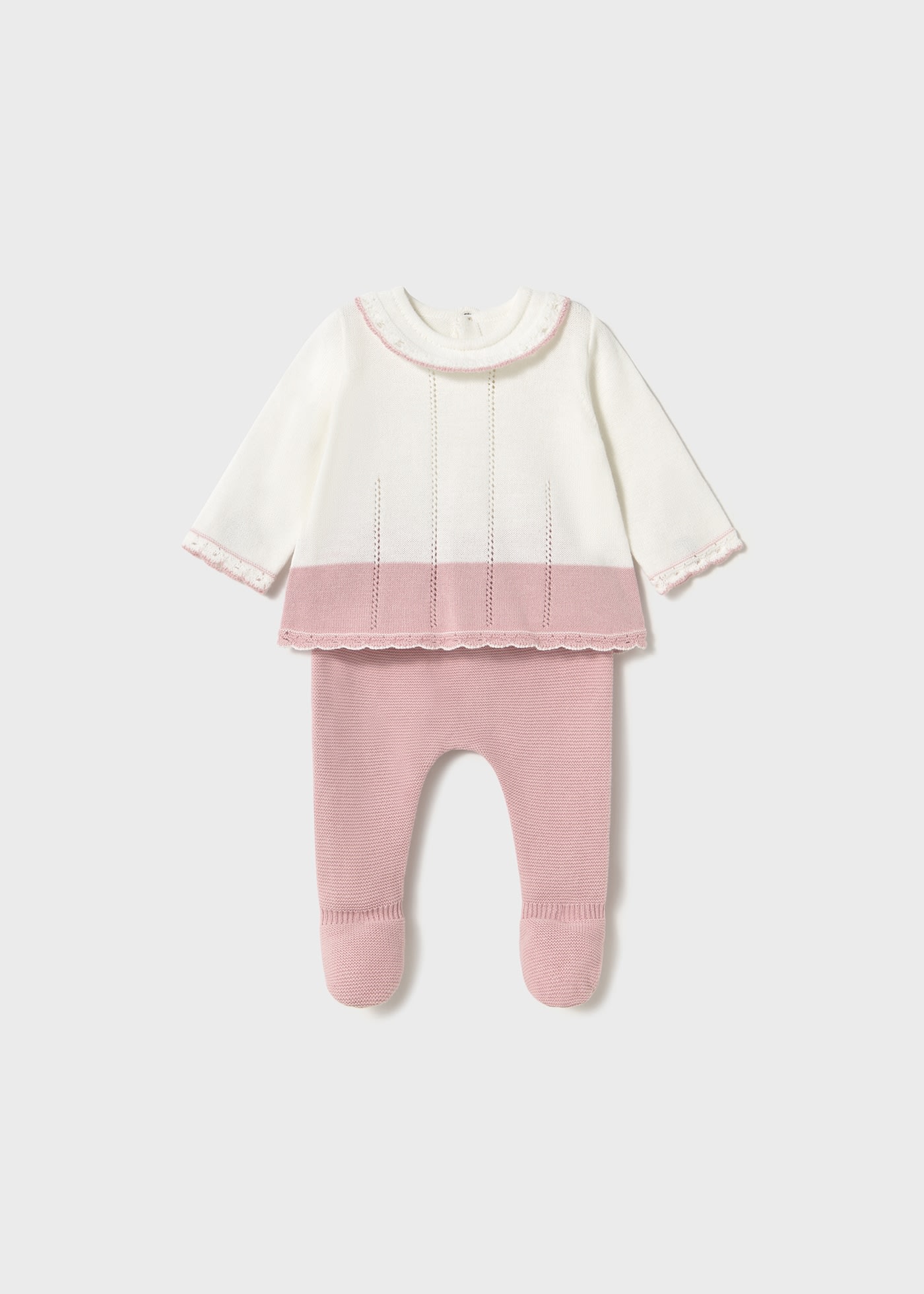 Newborn girl tricot leggings and top