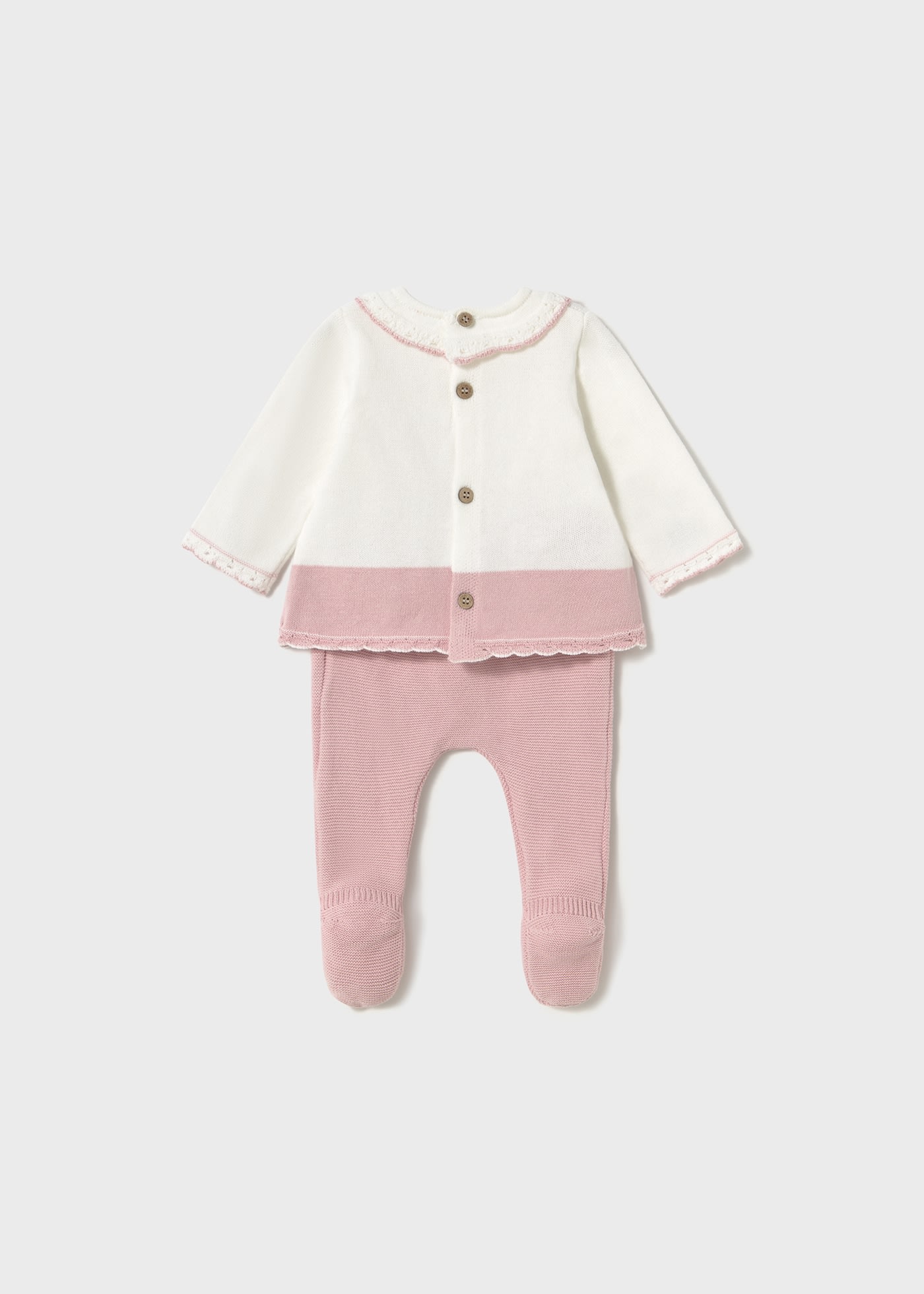 Set pantaloni cu botosei si pulover tricot nou-nascut