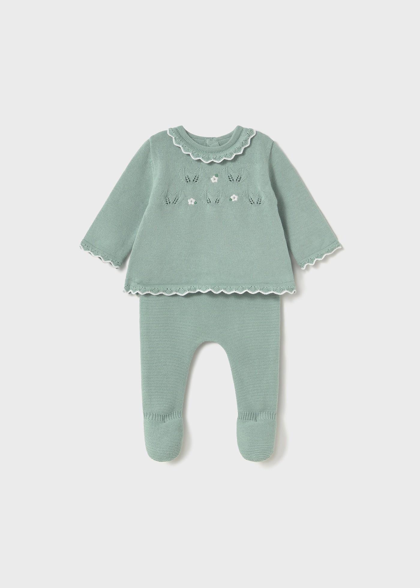 Newborn girl tricot leggings and top