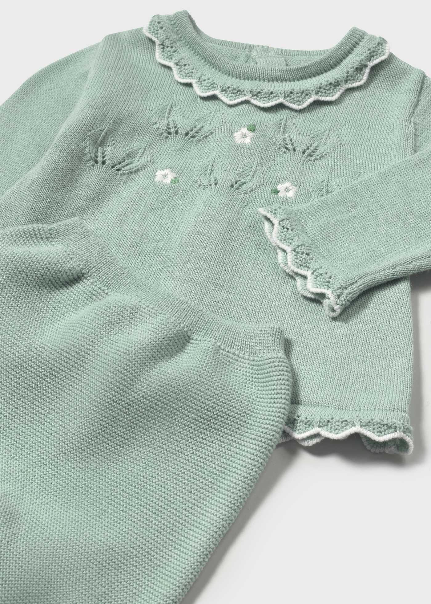 Newborn girl tricot leggings and top