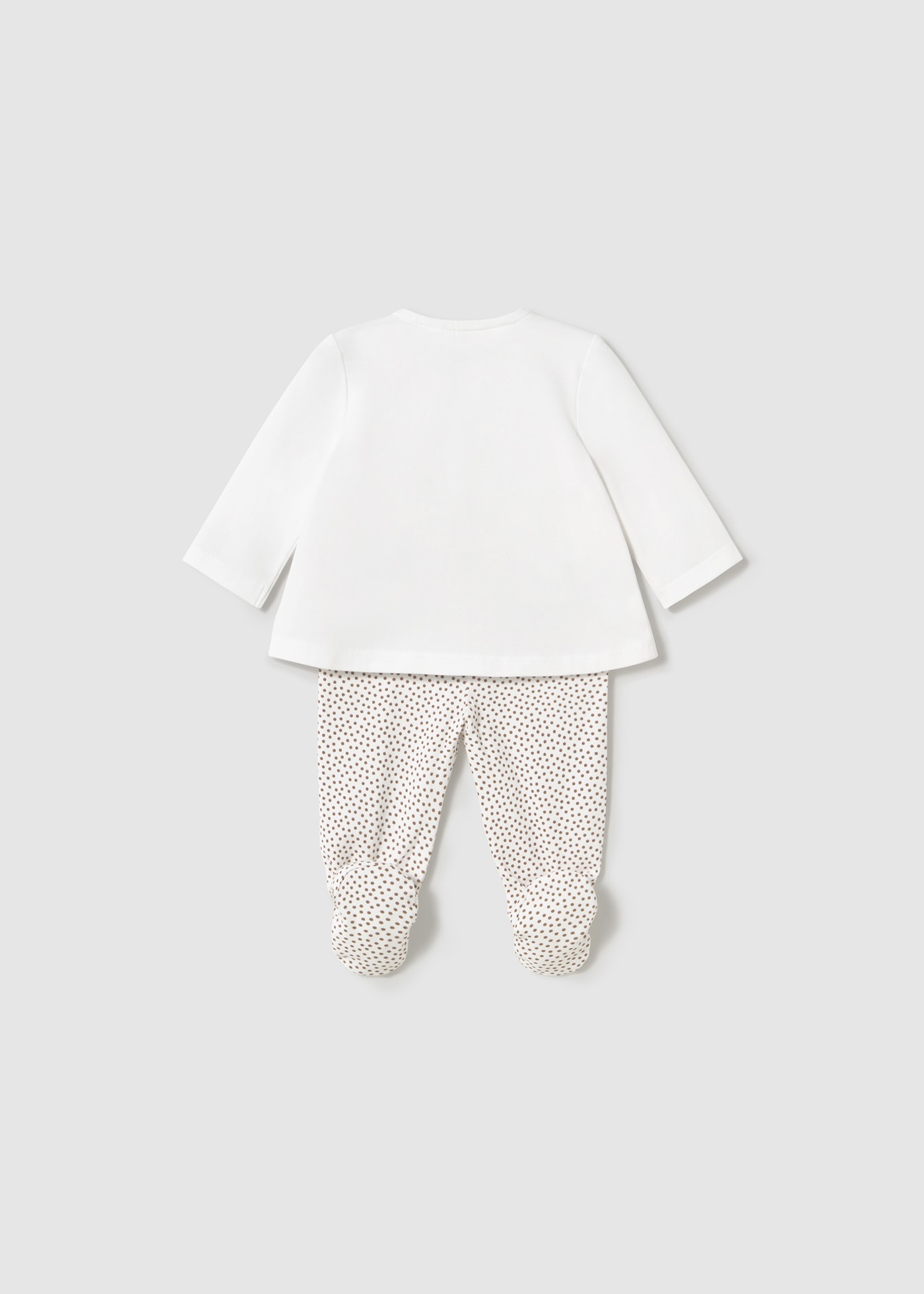 Conjunto calças com pés e camisola recém nascida
