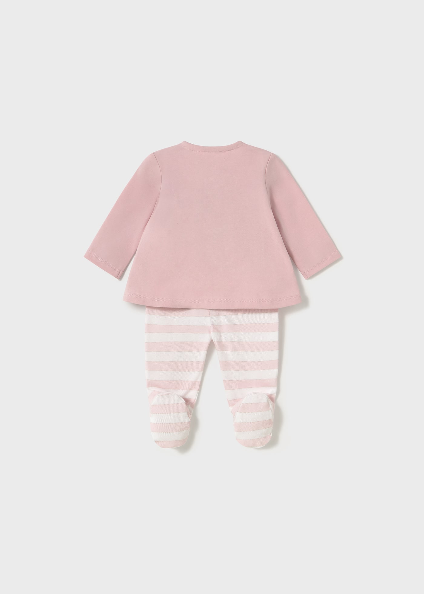 Set pantaloni cu botosei si tricou imprimat nou-nascut