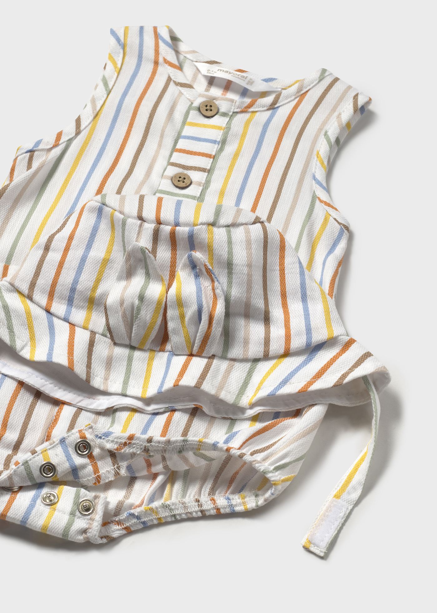 Newborn boy striped romper with bonnet