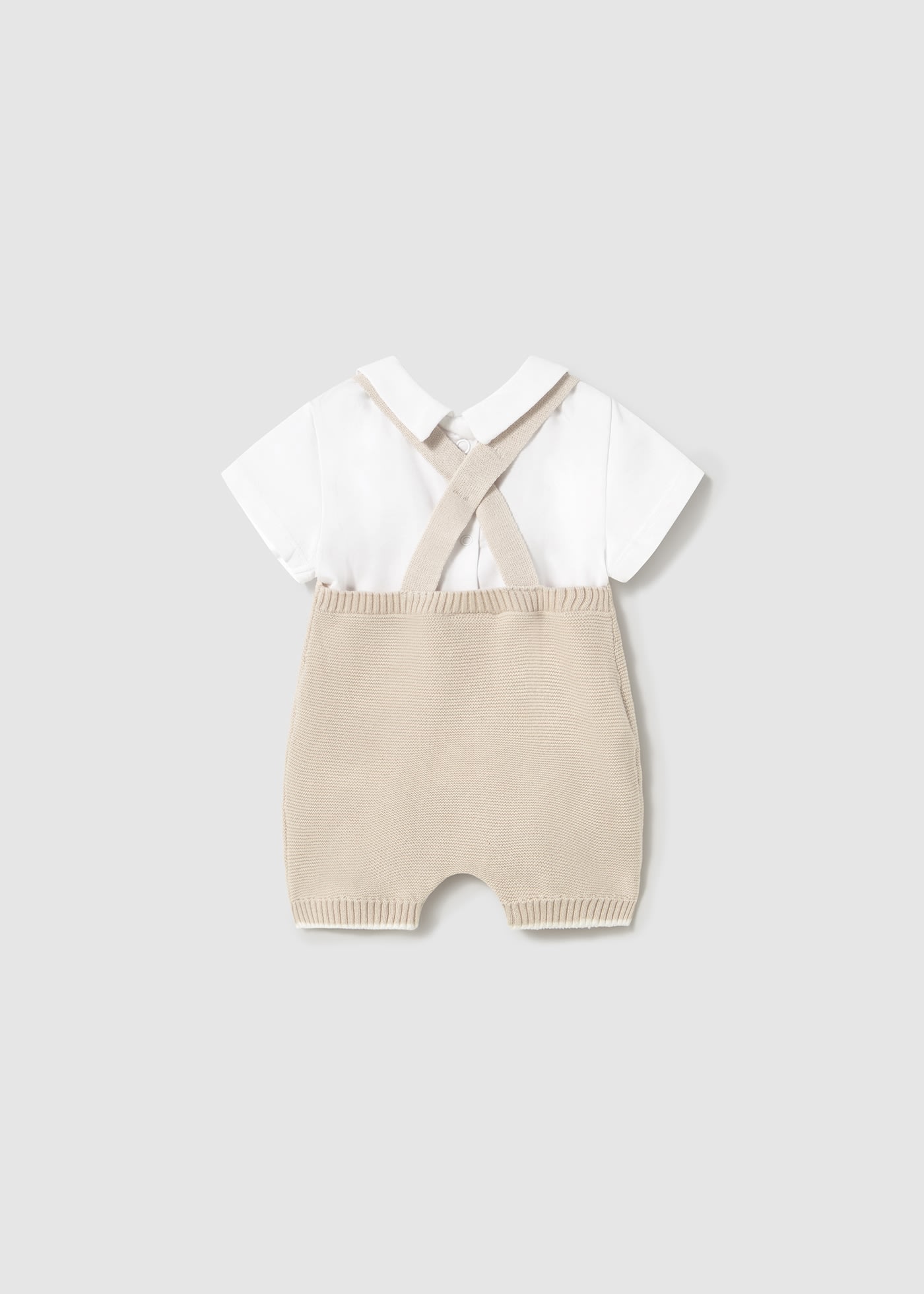 Newborn boy tricot dungarees with shirt set