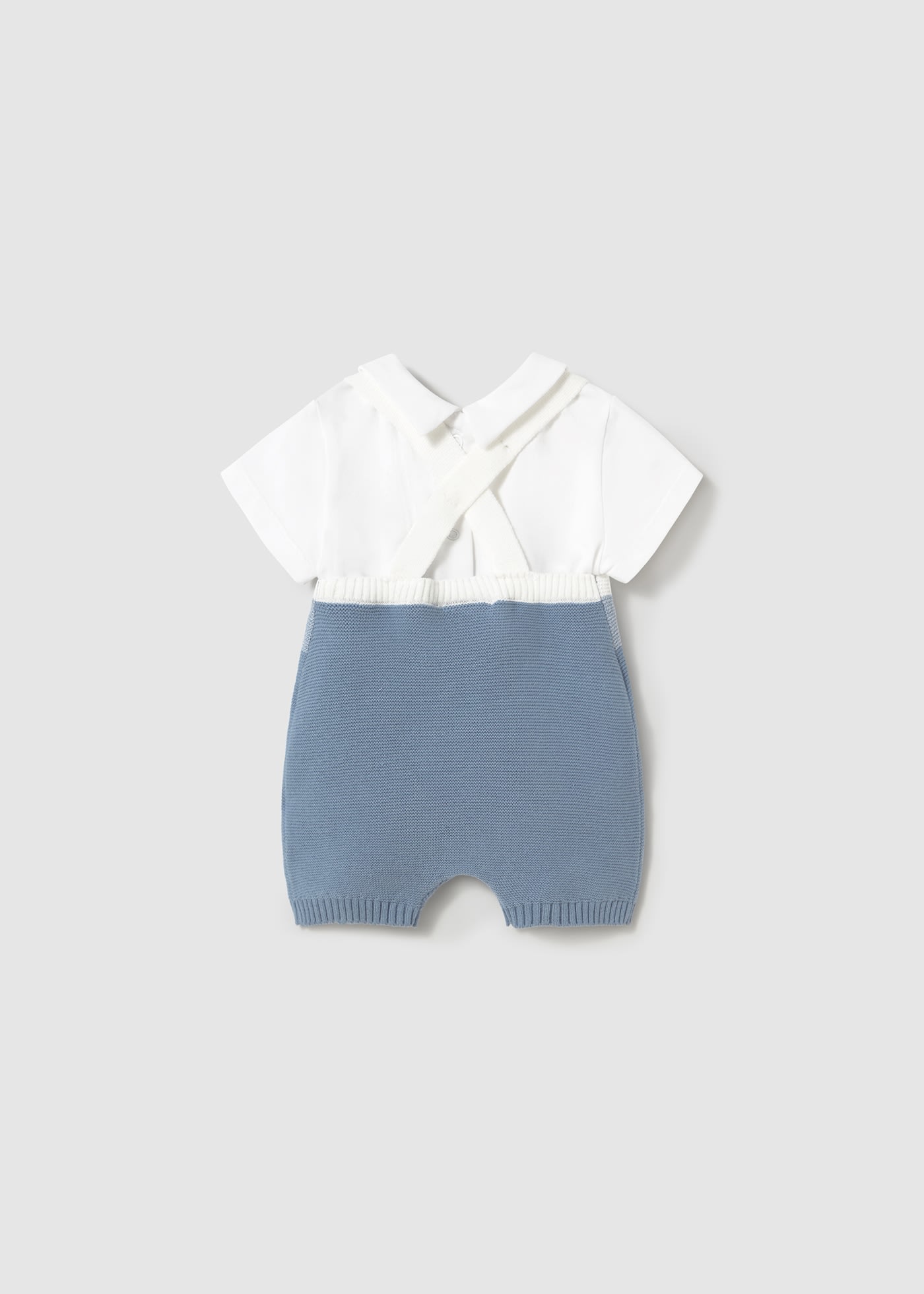 Newborn boy tricot dungarees with shirt set