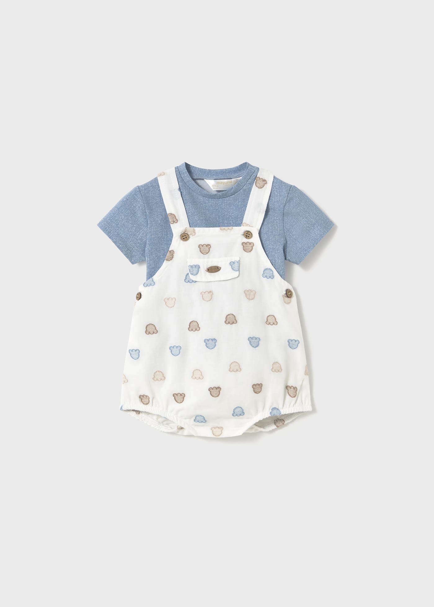 Newborn boy dungarees with shirt set