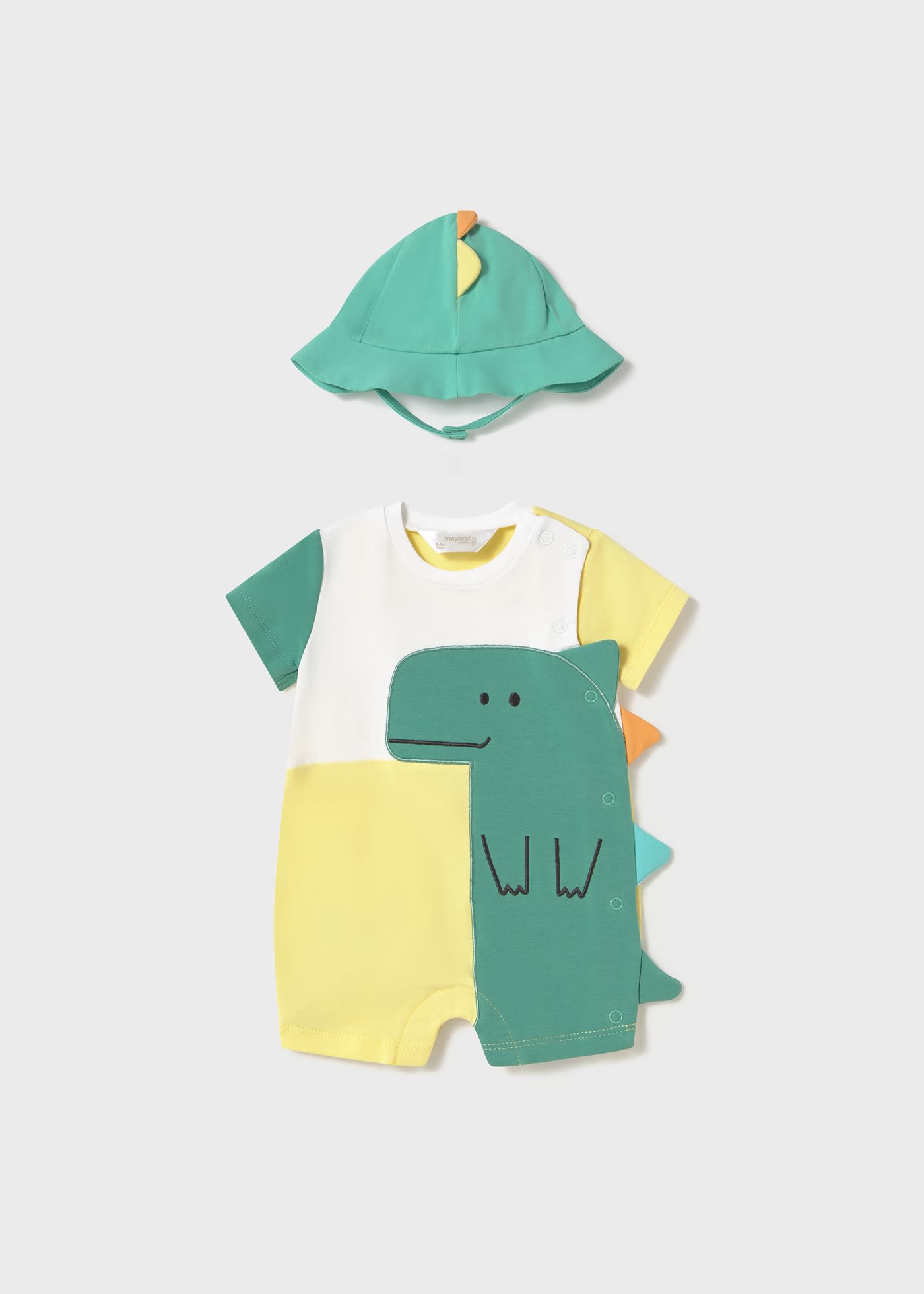 Newborn boy dinosaur romper with bonnet